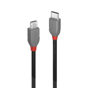 Lindy 36890 cable USB USB 2.0 0,5 m USB C Micro-USB B Negro, Gris