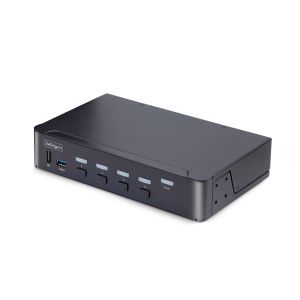 StarTech.com Switch Conmutador KVM DisplayPort de 4 Puertos - 8K60/4K144 - para Un Monitor - DP 1.4 - 2x USB 3.0 - 4x USB 2.0 HID - Botones y Teclas de Acceso Rápido - TAA