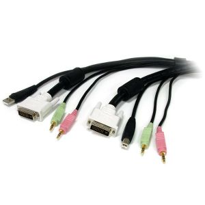 StarTech.com Cable KVM USB DVI 4 en 1 con Audio y Micrófono- 10 pies