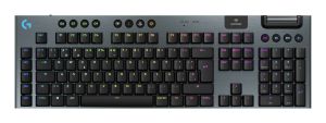 Logitech G Teclado para gaming inalámbrico de perfil bajo G915 X LIGHTSPEED, teclas de PBT de doble moldeado, teclas totalmente programables, retroiluminación RGB, elegante acabado en aluminio, interruptores táctiles marrones GL, PC/Mac, Layout ES
