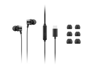 Lenovo 4XD1J77351 auricular y casco Auriculares Alámbrico Dentro de oído Oficina/Centro de llamadas USB Tipo C Negro