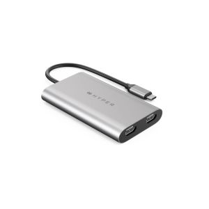 Targus HDM1-GL adaptador de cable de vídeo USB Tipo C 2 x HDMI Gris