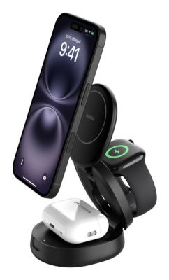Belkin WIZ034KQBK cargador de dispositivo móvil Auriculares, Smartphone, Reloj inteligente Negro USB Cargador inalámbrico Carga rápida Interior