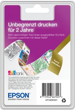 Epson UP18DE0001 servicio de distribución al por menor 2 año(s) EcoTank ET-M3170
EcoTank ET-M3140
EcoTank ET-M2170
EcoTank ET-M2140
EcoTank ET-M2120
EcoTank ET-M1170
EcoTank ET-M1140
EcoTank ET-M1120
EcoTank ET-M1100