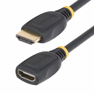 StarTech.com Cable HDMI 2.0 de Extensión Alargador de 18in (0,5m) - Cable HDMI de Alta Velocidad Ahorrador de Puertos - 4K 60Hz - Cable Extensor HDMI Macho a Hembra