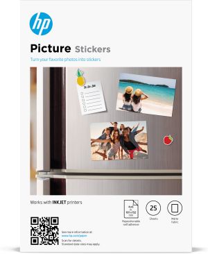 HP 25 hojas de pegatinas con imágenes de 10 x 15 cm (101 x 152 mm)