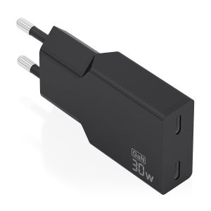 AISENS Cargador Ultra Delgado GaN 30W, 2xUSB-C PD3.0, Negro