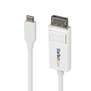 StarTech.com Cable USB C a DisplayPort 1.2 4K 60Hz de 2m - Adaptador de Vídeo Bidireccional DP a USB Tipo C - HDR - para Apple MacBook Pro / Air / Mac Mini Studio - Compatible con Thunderbolt - Blanco