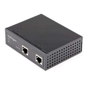 StarTech.com Inyector Industrial PoE Gigabit - 30W - 802.3at PoE+ de 48 a 56V DC - de Montaje en Riel DIN - de -40 a 75C (POEINJ1G30W)