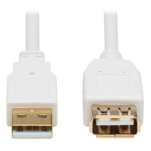 Tripp Lite U024AB-003-WH Cable de Extensión Antibacteriano USB A (M/H), USB 2.0, Blanco, 0.91 m [3 pies]
