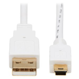 Tripp Lite U030AB-006-WH Cable Antibacteriano USB A a USB Mini B (M/M), USB 2.0, Blanco, 1.83 m [6 pies]