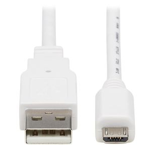Tripp Lite U050AB-006-WH Cable Antibacteriano USB A a USB Micro B (M/M), USB 2.0, Blanco, 1.83 m [6 pies]