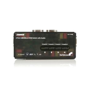 StarTech.com Juego de Conmutador Switch KVM 4 Puertos Vídeo VGA USB 2.0 con Cables y Audio