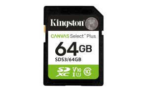 Kingston Technology 64 GB SDXC Canvas Select Plus Gen3 100 MB/s C10 UHS-I U1 V10