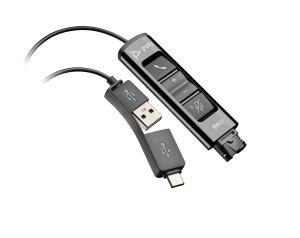 Poly Adaptador negro DA85 USB a QD compatible con TAA