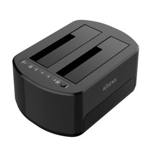 AISENS Estacion de Docking de Doble Bahia ASDS-D03B SATA 2.5/3.5 a USB 3.0/3.1 Gen1, Clone, Negra