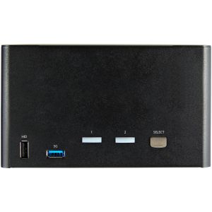 StarTech.com Switch Conmutador KVM de 2 Puertos DisplayPort 1.2 para 4 Monitores - DP HDR UHD 4K de 60Hz - Hub Ladrón de 2 Puertos USB 3.0 (5Gbps) - 4 Puertos USB 2.0 HID - Audio - Hotkeys