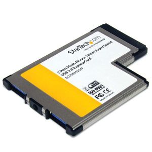 StarTech.com Tarjeta Adaptador ExpressCard/54 USB 3.0 SuperSpeed de 2 Puertos con UASP - Montaje al Ras - Flush Mount