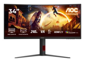 AOC G4 CU34G4Z pantalla para PC 86,4 cm (34") 3440 x 1440 Pixeles Wide Quad HD LED Negro, Rojo