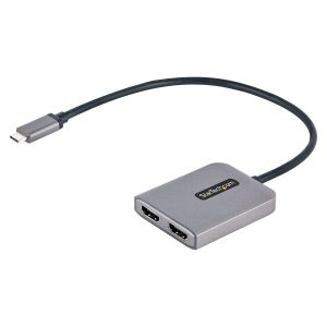 StarTech.com Hub Concentrador MST USB-C a 2 Puertos HDMI - HDMI Doble de 4K a 60Hz - Adaptador Multimonitor USB Tipo C con Cable de 30cm para Portátil - Ladrón MST DP 1.4 - Divisor HDMI