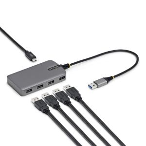 StarTech.com Hub USB-A de 4 Puertos - Ladrón USB USB-A - USB-A a 4x USB-A - Concentrador USB 3.0 Portátil de 5Gbps - Alimentado por el Bus - Salida Auxiliar de Alimentación USB Tipo C - Cable de 30cm
