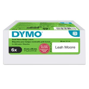 DYMO LW etiquetas auténticas de tarjeta de identificación pequeñas | 41 mm × 89 mm | 6 rollos de 300 etiquetas con reverso fácil de retirar (1.800 unidades) | para etiquetadoras LabelWriter