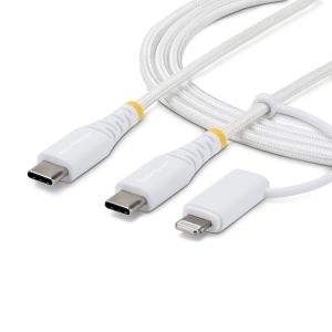 StarTech.com Cable de Carga USB-C de 1m con Adaptador Lightning - Cable Cargador USB Tipo C - 30W/60W(3A) - Cable Tipo C Certificado Apple MFi - Cable Trenzado USB Tipo C para iPhone/iPad/Android