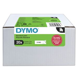 DYMO D1 etiquetas auténticas | impresión negra sobre fondo blanco | 12 mm × 7 m | etiquetas autoadhesivas para etiquetadoras LabelManager | 20 unidades