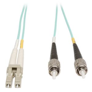 Eaton N818-10M cable de fibra optica 2x LC 2x ST OFNR OM3 Color aguamarina, Negro, Blanco