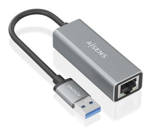 AISENS Conversor USB 3.0 a ethernet Gigabit 10/100/1000 Mbps, Gris, 15cm