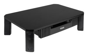TooQ Soporte Elevador Multiusos con Cajón para Monitor/Portátil, Negro