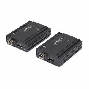StarTech.com Kit Extensor de Consola por Fibra Óptica KVM DisplayPort - 4K 60Hz - Hasta 300m (Multimodo) - con 2 Módulos SFP+ de 10G Pre-Instalados - Hub USB de 3 Puertos HID