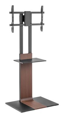 AISENS Soporte de Suelo con Bandeja DVD para Monitor/TV 50kg de 37-86, Negro-Marrón