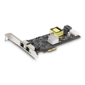 StarTech.com Tarjeta de Red Ethernet PCIe de 2 Puertos PoE de 2,5Gb - Tarjeta de Red NBASE-T - Adaptador LAN PCI Express - Intel I225-V Doble - PoE+ - 802.3af/at - Alimentado por LP4/PCIe de 8 Pines