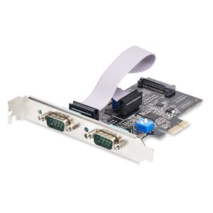 StarTech.com Tarjeta Serie PCIe de 2 Puertos - Tarjeta Serial PCI Express de 2 Puertos DB9 RS232/RS422/RS485 -Incluye Brackets de Perfil Bajo - UART 16C1050 - Win/Linux - TAA - Protección ESD Nivel 4