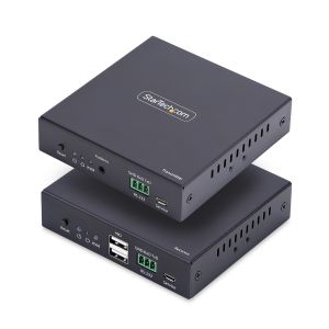 StarTech.com Extensor KVM HDMI 4K 60Hz por Redes Ethernet IP - Alargador KVM HDMI y USB por Ethernet - Sin Controladores - Juego Transmisor/Receptor - AVoIP - Incluye Elementos de Montaje