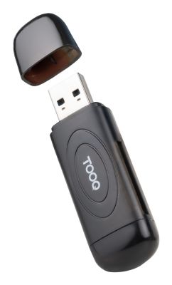 TooQ Lector de Tarjetas USB 3.0, 2 en 1, SD/TF, Negro