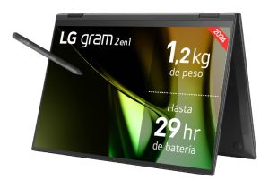 LG Gram 14T90S Intel Core Ultra 7 155H Híbrido (2-en-1) 35,6 cm (14") Pantalla táctil WUXGA 16 GB LPDDR5-SDRAM 512 GB SSD Wi-Fi 6E (802.11ax) Windows 11 Home Negro