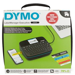 DYMO LabelManager Executive 640 CB Impresora de etiquetas portátil con maletín de transporte y 3 casetes de etiquetas D1 | Máquina etiquetadora con teclado QWERTY | Conectividad dual Bluetooth y USB