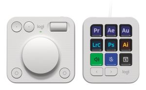 Logitech MX Creative Console, keypad programable con 9 teclas LCD personalizables y dial de control para diseño gráfico, edición de vídeo, fotografía, uso con Adobe, Zoom, Spotify, etc. Color Gris