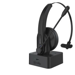 Celly SWHEADSETMONO Auriculares Inalámbrico Diadema Oficina/Centro de llamadas Bluetooth Base de carga Negro