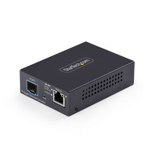 StarTech.com Conversor de Medios de Fibra Óptica Multigigabit 10GbE con SFP+ Abierto - Cobre a SFP+ 10GBASE-X - 10G/5G/2,5G/1G/100M - Monomodo - Multimodo - Tramas Jumbo de 16K - TAA