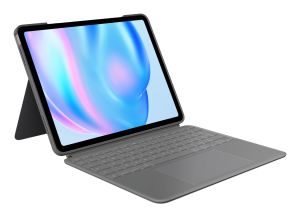 Logitech Combo Touch, Funda con Teclado, iPad Air 13 Pulgadas (M2)(2024) - Teclado retroiluminado extraíble con Soporte abatible, Escritura cómoda, Modo Multiuso, Disposición QWERTY Español - Gris