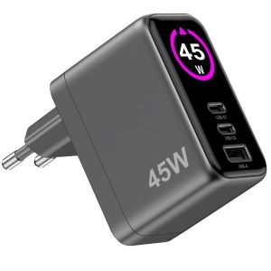 Celly TCSCREEN2C1A45W cargador de dispositivo móvil Universal Negro Corriente alterna Carga rápida Interior