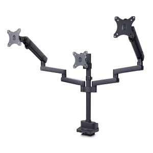StarTech.com Soporte de Escritorio para 3 Monitores VESA 75x75/100x100 de 27 Pulgadas - Grommet o Abrazadera en C - Ajuste sin Herramientas - Brazo Asistido por Resorte