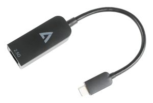 V7 Adaptador Ethernet 2.5 G USB-C macho a RJ45 hembra negro