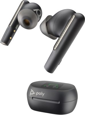 POLY Intrauriculares Voyager Free 60+ UC M color Negro Carbono +Adaptador USB-C BT700 +Estuche de carga con pantalla táctil