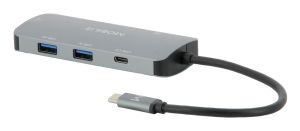 Mobilis 001382 base para portátil y replicador de puertos Alámbrico USB 3.2 Gen 1 (3.1 Gen 1) Type-C Negro, Gris