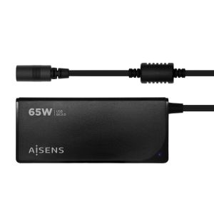 AISENS Cargador 65 W Automatico Universal Multitension Para Portatil Con 9 Conectores + USB-A QC.3.0