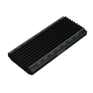 AISENS Caja Externa M.2 RGB Gaming ASM2-RGB012B SATA/NVMe A USB3.1 Gen2, Negra